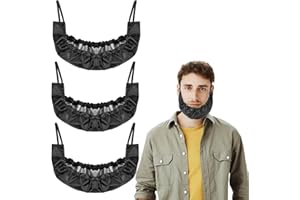 LXUEJIE 3Pcs Beard Bandana, Beard Bonnet for Men Sleeping Beard Apron Beard Bib Black Beard Covers Men's Facial Hair Apron Guard Adjustable Soft Comfortable Silky Satin Ear Beard Cap Bib for Men