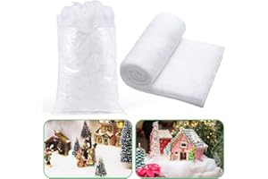 Aweyka Christmas Fake Snow Decor Including 10.6oz Artificial Fluffy Snow Fiber with 10 x 1.3 Ft Fake Snow Blanket Snow Fluff Decoration Village Displays for Winter Village Mantel Decoration