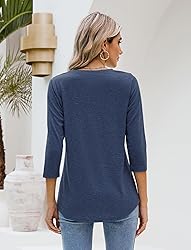 Sherosa 3/4 Length Sleeve Womens Tunics V Neck