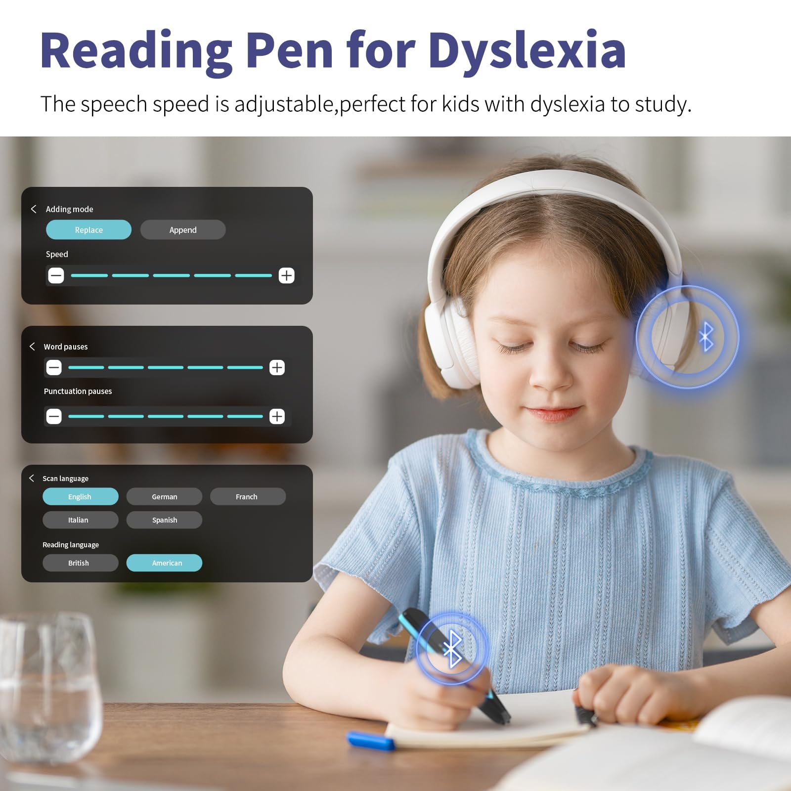 Reading Pen for Dyslexia,NEWYES Scan Reader Pen 4 Text to Speech Device Translator Pen, Photo Translation OCR 16GB Bluetooth Pen Scanner for Students Adults (AS1505)