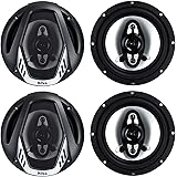 BOSS Audio Systems NX654 Onyx 6.5 Inch 400 Watt 4-Way 4 Ohm Full Range Car Audio Coaxial Stereo Speakers with Mylar Dome Twee