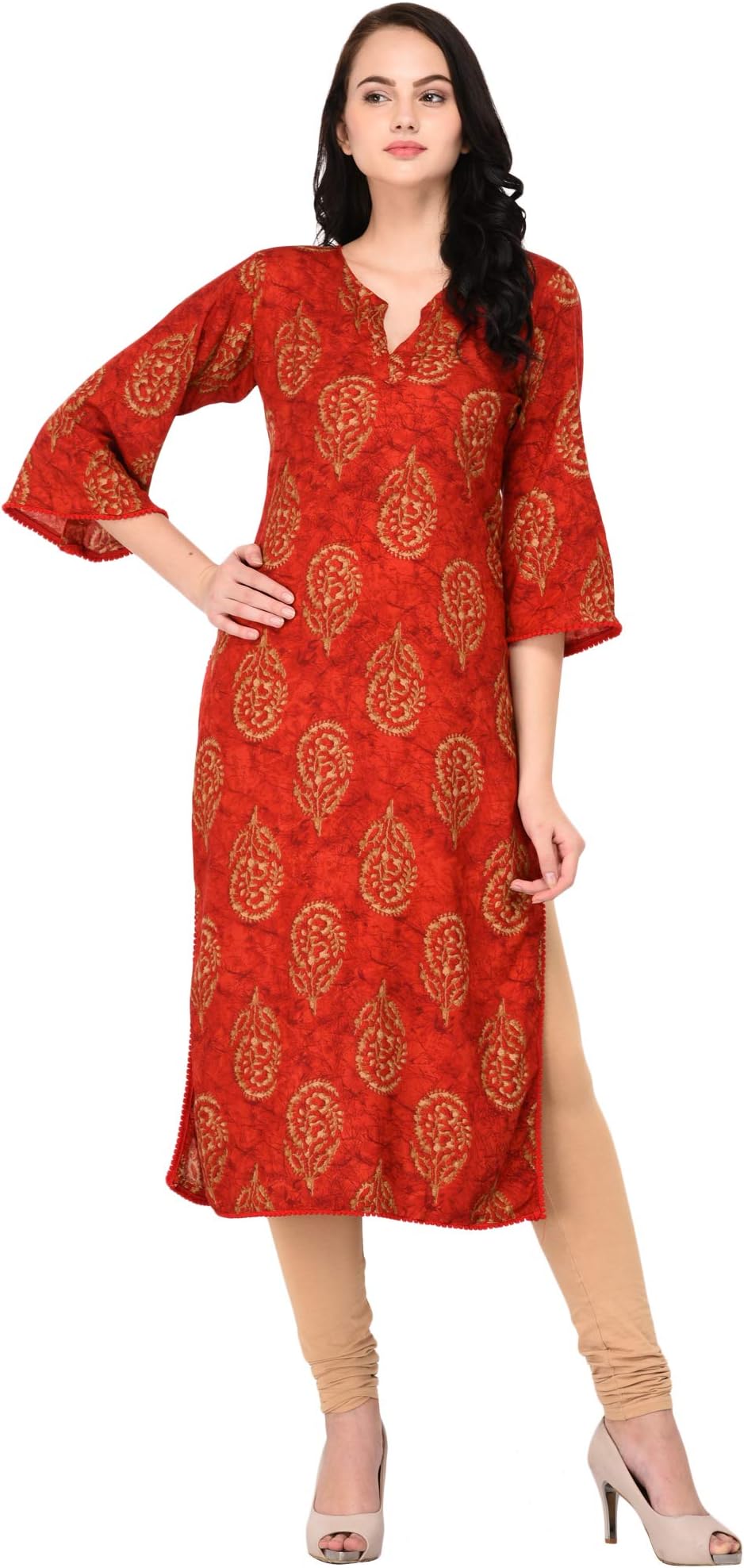 VGANG Women's Cotton Straight Kurta