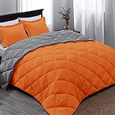 Basic Beyond King Comforter Set - Orange Comforter Set King, Reversible Bed Comforter King Set for All Seasons, Orange/Charcoal Gray, 1 Comforter (104"x92") and 2 Pillow Shams (20"x26"+2")