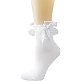 DONBIQI Women Lace Socks Ruffle with Bow, Cute Princess Lolita socks