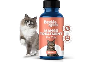 Mange Treatment for Cats, Natural Ear Mite Treatment & Cat Itchy Skin Relief Helps with Feline Scabies, Cat Dandruff, Sheddin