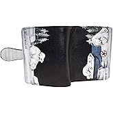 Shag Wear Polar Bear Scene Small Women’s Wallet, Vegan Faux Leather Bifold with Card Slots, ID Window and Compact Snap Closure in Black 4.5"