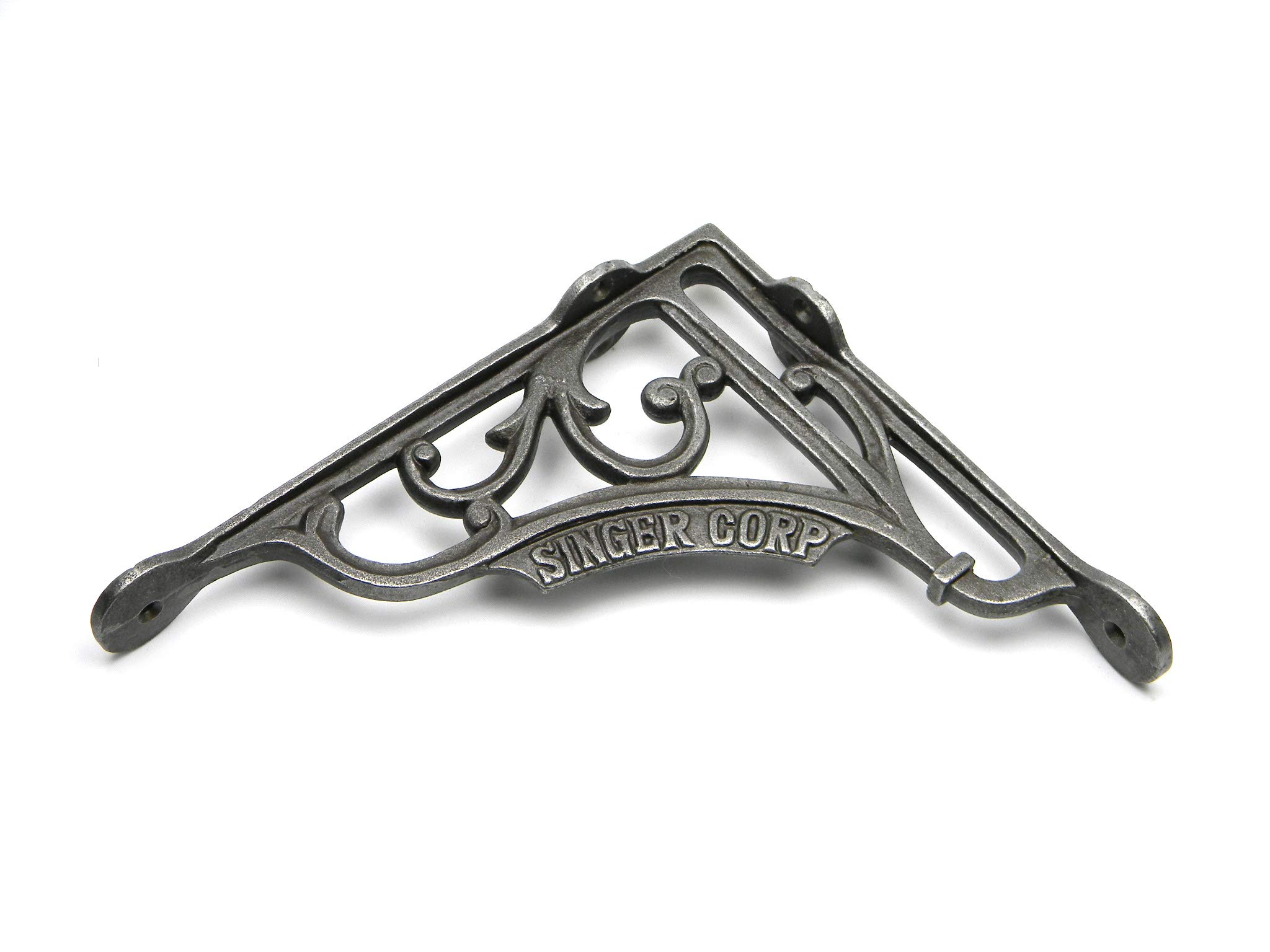 Oakcrafts - Pair of Shelf Brackets Singer Corp Antique Cast Iron - 180mm x 200mm / 7" x 8"