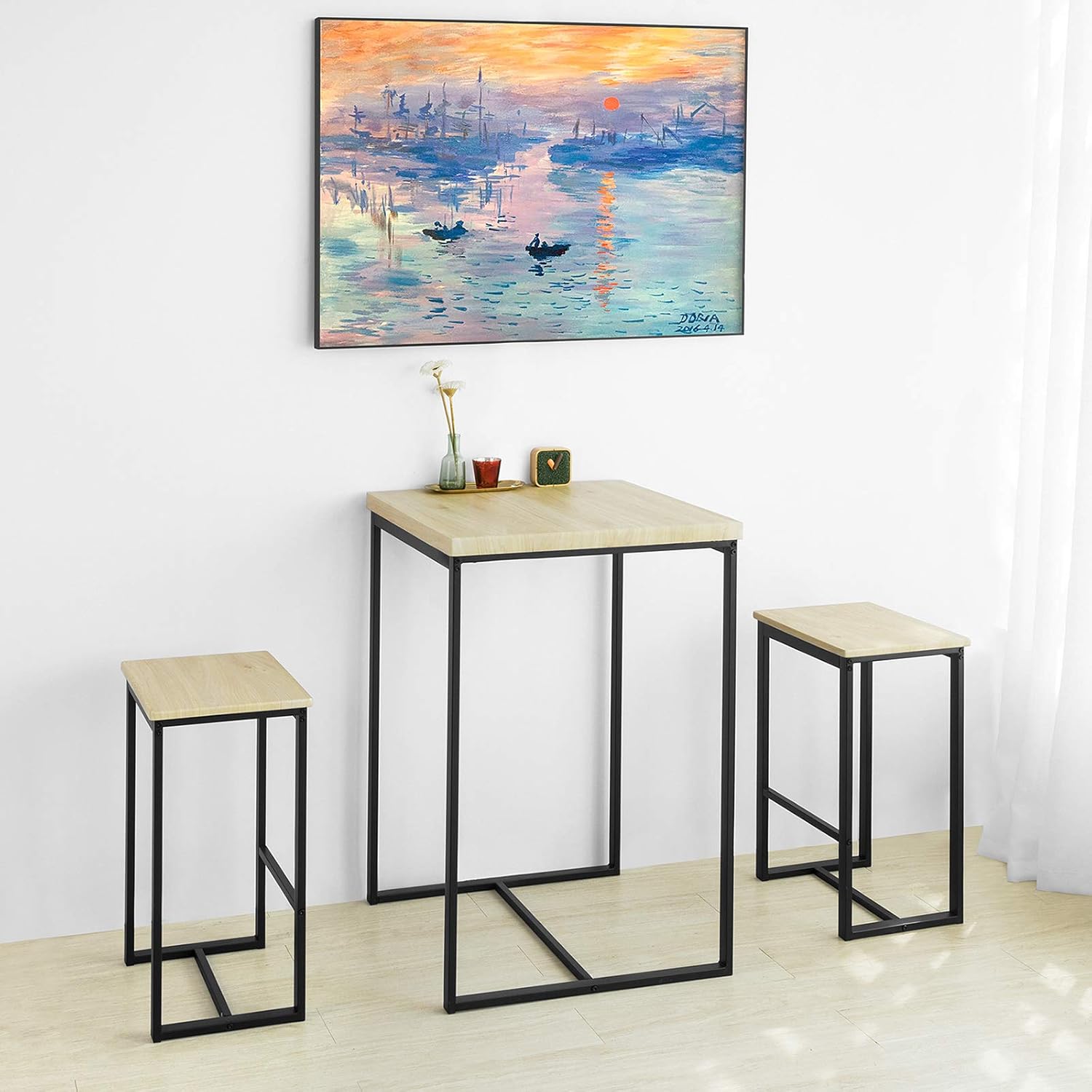 SoBuy OGT31-N 3-teilig Bartisch mit Stühlen Esstisch Stehtisch