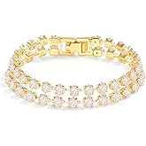 Fydesta 14K Gold Plated Tennis Bracelet for Women – Classic CZ Link Design, Fits 6.0"–7.2" Wrists – Stylish Sparkling Jewelry Gift, Timeless Tennis Bracelets for Women