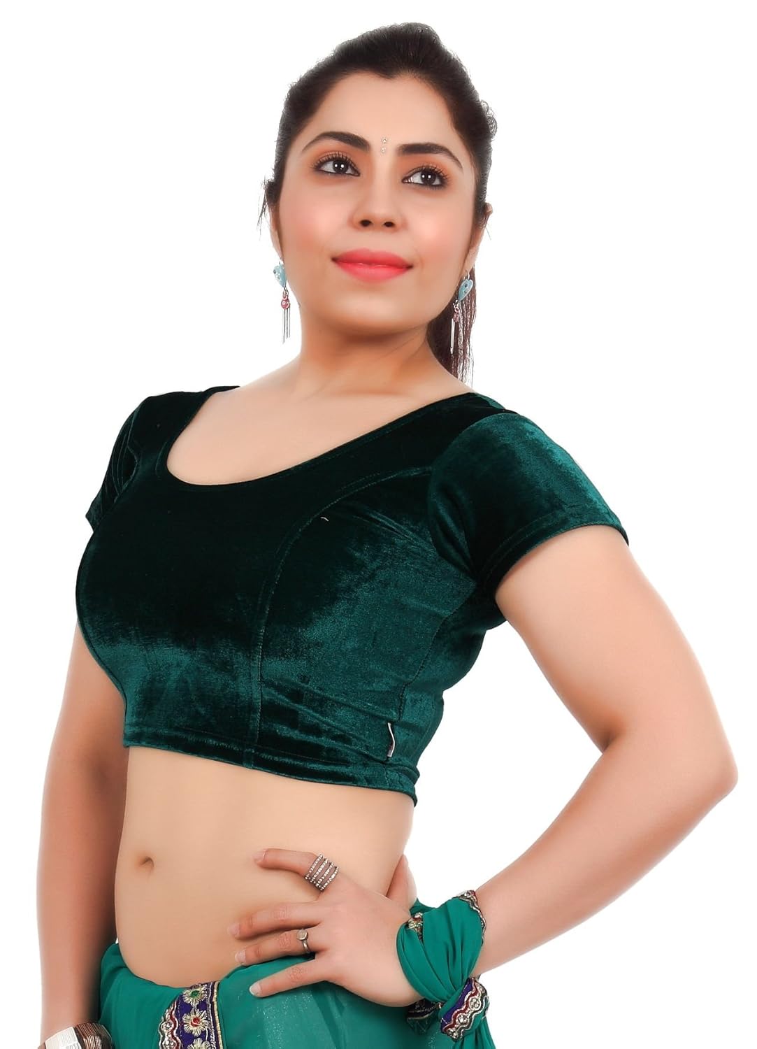 louis fashion velvet fabric women blouse (2074-bl-green02)