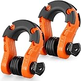 VEVOR 3/4" D Ring Shackle, Orange Shackles for Truck with 7/8” Screw Pin 66139 lbs(30 Ton) Break Strength Black Isolator Washers Kit, Winch Towing Shackle for Truck Jeep Heavy Duty Off Road Recovery