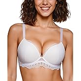 Plusexy Women's Adds-2-Cups Push Up Lace Bra Padded Plunge Underwire T-Shirt Bras