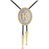 GelConnie Western Ties for Men Gold Bolo Tie Initial Letter A to Z Native American Bola Ties Cowboy Accessories for Men Women