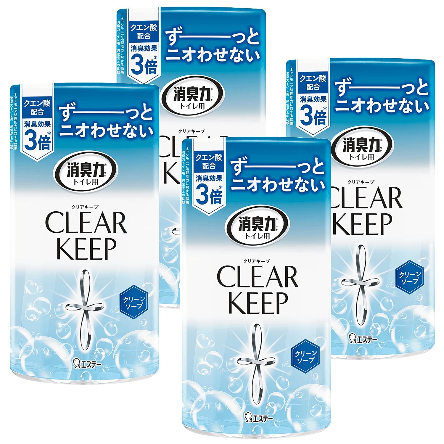 消臭力 トイレ クリアキープ [まとめ買い] トイレ用 置き型 クリーンソープ 400mL×4個 トイレの消臭力 クエン酸配合 消臭剤 消臭 芳香剤 クエン酸プラス商品画像