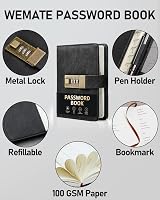 WEMATE Password Book with Lock Alphabetical Tabs 600+ Spaces Black view 7