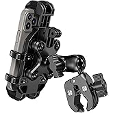 BRCOVAN Motorcycle Phone Mount Holder with Vibration Dampener, Anti-Shake Cellphone Clamp Fit Handlebars 0.5'' to 1.5'' in Diameter for Bike Bicycle Scooter ATV, Adjustable Fit 5.4-6.9'' Smartphones