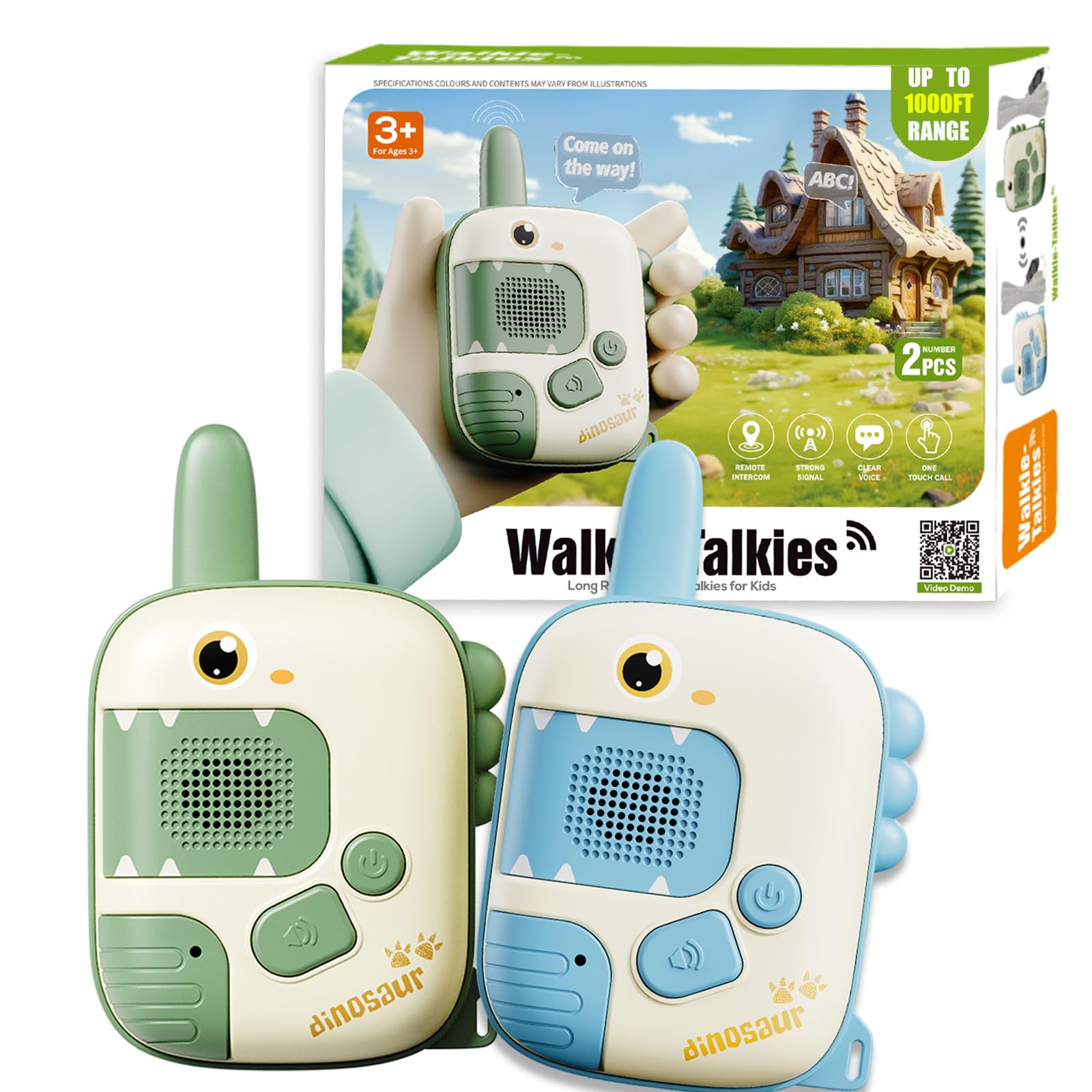 DQMOON Dinosaur Toys for Boys - 2 PCS Dinosaur Walkie Talkies Kids Toys for 3-8 Year Old Boys Gifts Outdoor Garden Games Birthday Gifts Christmas Stocking Fillers Sensory Toy for Kids Age 3-9