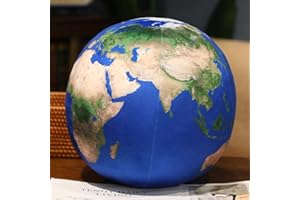 PPKZW Ultra-ealistic Earth Round Pillow 3D Planet ，Moon ，Earth，The Sun Decoration Earth Pattern Pillow Round Throw Pillow Props Ball Pillow,Light Blue Earth/6.69inch