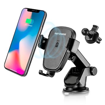 YIJINSHENG Fast Wireless Charger,Car Mount Air Vent Phone Holder Cradle for Samsung Galaxy S8/S8+/S7 Edge/S6 Edge+/Note 5,Standard Charger for iPhone 8/8+/iPhone X and all Qi-Enabled Devices