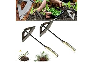 MOTEERLLU Garden Tools Hollow Hoe, All-Steel Hardened Hollow Hoe, Sharp Garden Edger Weeder, Durable Gardening Hoe Hand Tool Weed Puller Accessories for Backyard Weeding, Soil Loosening, Farm Planting (2PCS)