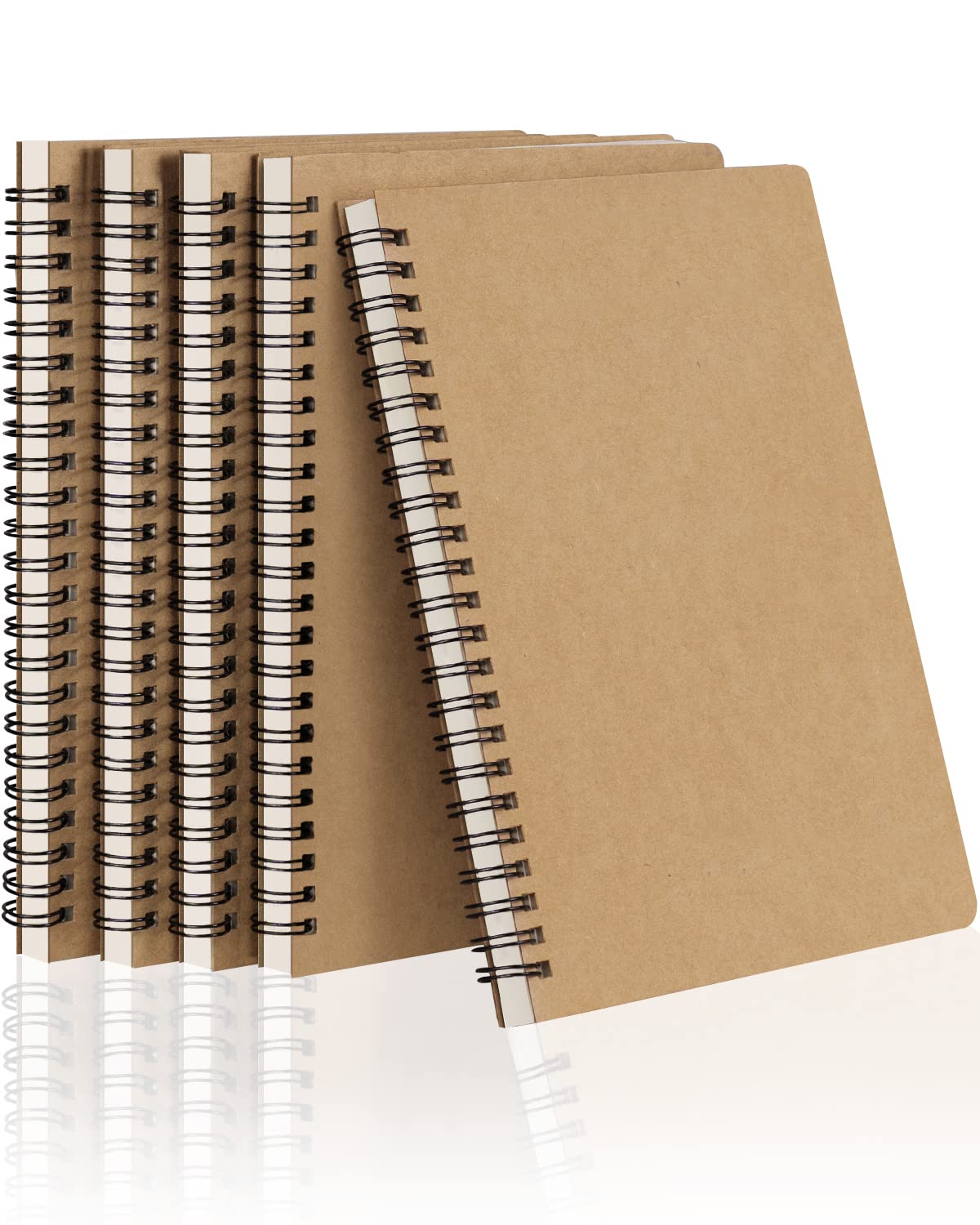 Photo 1 of Dynta Spiral Notebooks A5 Lined 5Pcs College Ruled Journals Bulk Thick Paper for Work, Study, Notes Taking, Gifts 120 Pages/60 Sheets Kraft Brown