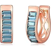 EVEVIC Austrian Crystal Huggie Hoop Earrings for Women Trendy, Hypoallergenic 14K Small Rose Gold Plated Hoops Earring Jewelry Gifts