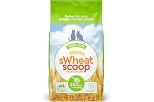sWheat Scoop Natural Wheat Multi-Cat Litter, Superior Clumping with Odor Neutralizing Enzymes, 25 Pound Bag