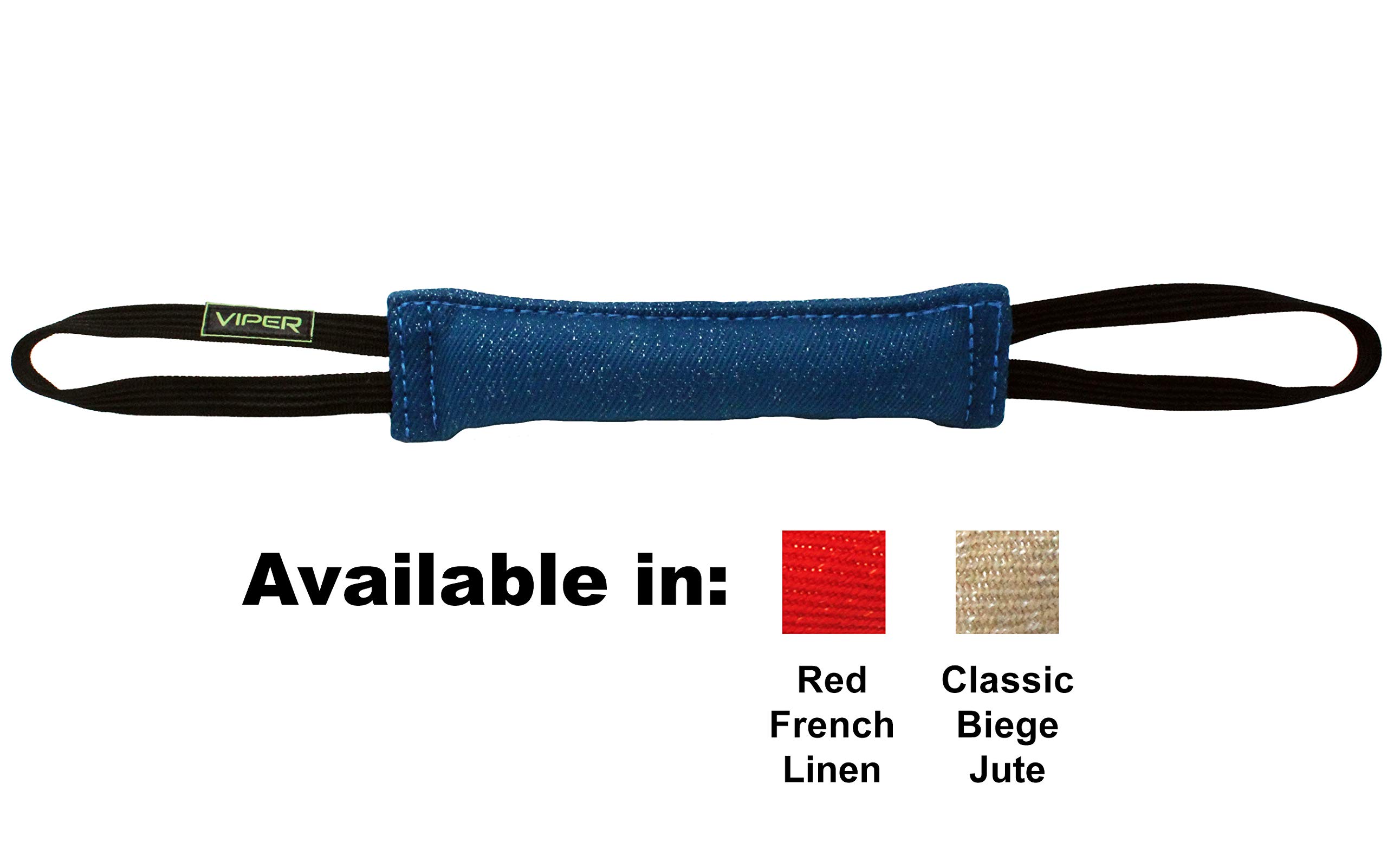 Viper Synthetic K9 Tug Toy Reward with Two Handles for Adult Dogs and Puppies. Ruber Handles, Blue, 12 x 2