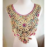 ZALALAA 1pcs Craft Gold Collar Venise Sequin Floral Embroidered Applique Trim Decorated Lace Neckline Collar Sewing Accessories (Style F)