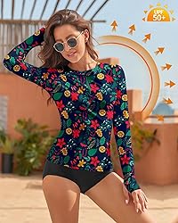 WOWENY Women Rash Guard Long Sleeve Swim Shirts UPF