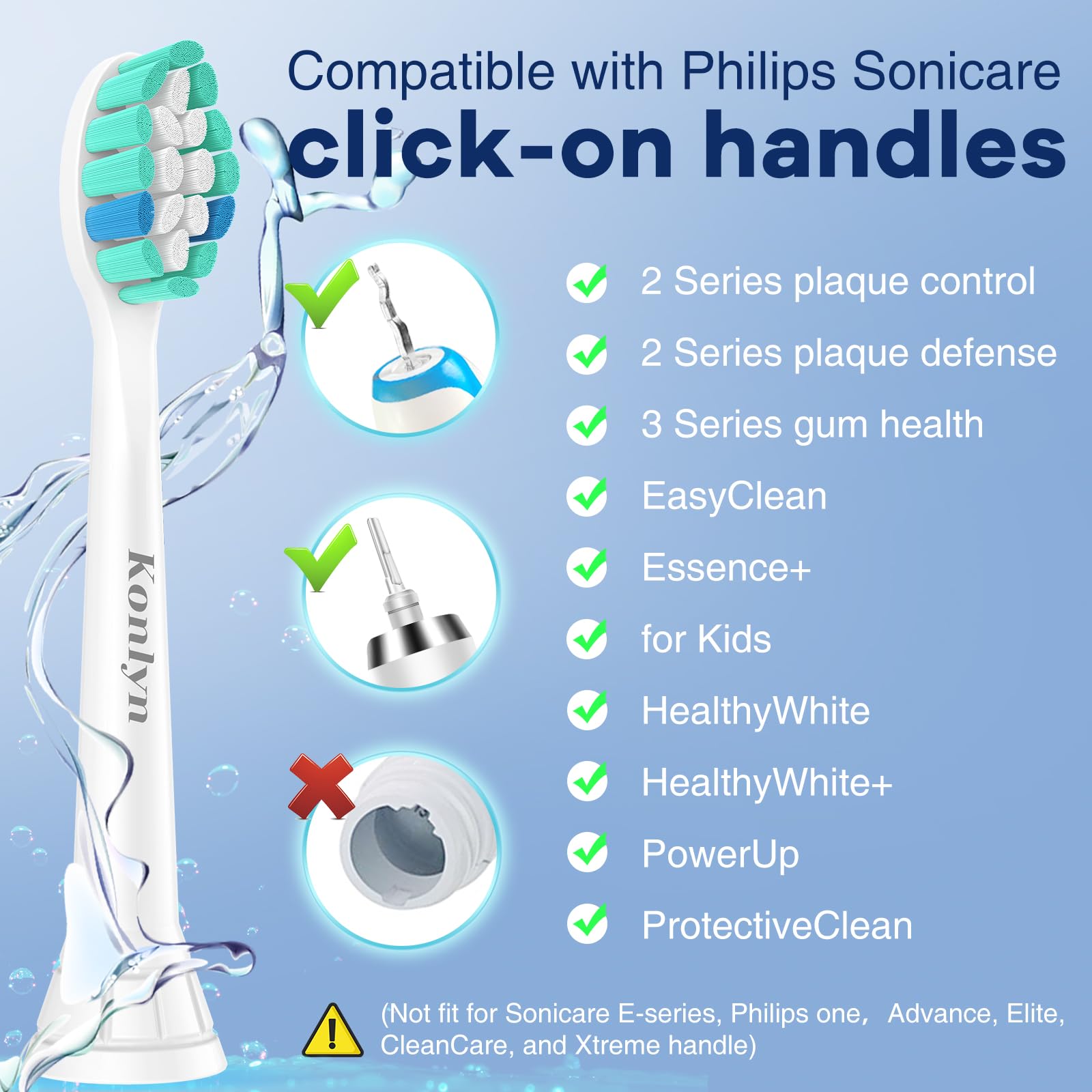 Konlyn Ersatzbürsten passend für Philips Sonicare Ersatzbürsten - Medium Bürstenköpfe für Sonicare Zahnbürste Snap-on Elektrischen Zahnbürsten, 8er Pack 6