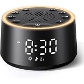 Dreamegg D1 Nova Sound Machine Alarm Clock for Sleep, White Noise | 25 Sounds, 7 Gentle Alarms, 5-Level Dimmable Clock, 10-480 Min Timer, 10-Color Night Light, USB-C Plug-In