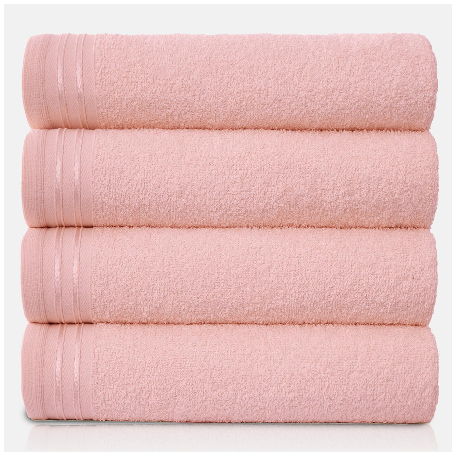 GC GAVENO CAVAILIA Large Towels Bath Sheet - Highly Absorbent Egyptian Cotton Towel Set - 4 Pack Extra Soft Blush Pink - Quick Dry Sheets - 450 GSM Washable Towels, 75 X 135 Cm