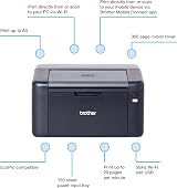 Brother HL-L1240W Wireless Mono Laser Printer 20 PPM USB Wi-Fi UK Plug view 2