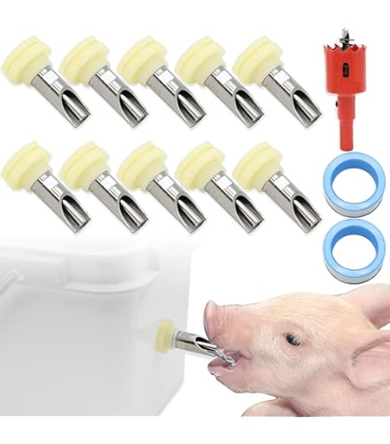 10 Sets Automatic Pig Nipple Drinkers Kit Auto Pig Watering