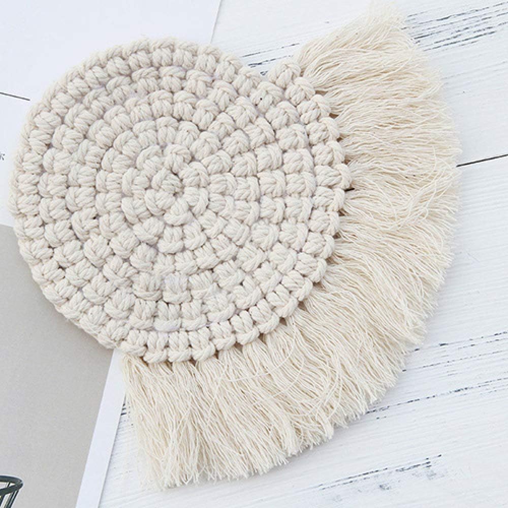 WJDHSG tablecloth Macrame Northern Europe style pure handcrafted cotton braid cup pad the home of the home decoration tablecloth table mat Bohemia,Beige