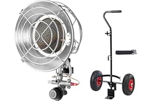VEVOR Propane Tank Top Heater with Portable Trolley, 15000 BTU Rapid Heating 180-Degree Infrared Radiant Tank Top Gas Heater 