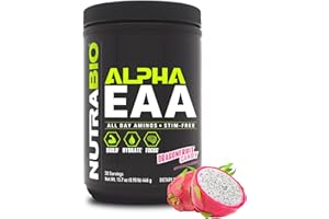 NutraBio Alpha EAA - All-Day Amino Acids for Muscle Growth and Hydration - Essential Amino Acids with Nootropics & Adaptogens- Full Spectrum EAA BCAA Powder - 30 Servings - Dragon Fruit