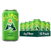 OLIPOP 6g Fiber Prebiotic Soda, Citrus Rush, 12 fl oz, 12 Pack | Shelf Stable Prebiotic Soda, 6g Fiber, 4g Sugar, Digestive Health Support, Prebiotics &amp; Botanicals, Gluten Free, Non GMO