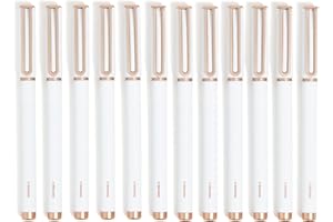 U Brands Catalina Felt Tip Pens, Set of 12, White and Rose Gold, Medium (0.7 mm) Point, Black Ink