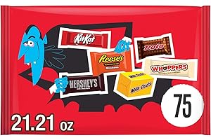 HERSHEY'S Miniatures Assorted Flavored, Halloween Candy Bag, 21.21 oz (75 Pieces)
