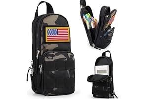 BERRYRIZZ Tactical Large Capacity Pencil Case Pen Pouch Organizer Canvas Pencil Bag with Handle School Supplies for Teen Boys-Black Camo