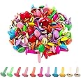 BlingKingdom 100pcs Multicolor Split Pins Pastel Metal Brad Fasteners Brads Round Brads for DIY Crafts Projects Scrapbooking Office (8mm x 14mm)