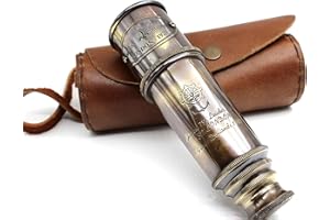 OCEAN REPLICAS 1920 Brass Maritime Vintage Telescope – Handheld Pirate Spyglass with Authentic Pure Leather Case – Nautical Monocular for Collectors, Hiking, Gift Décor – 15” Expandable