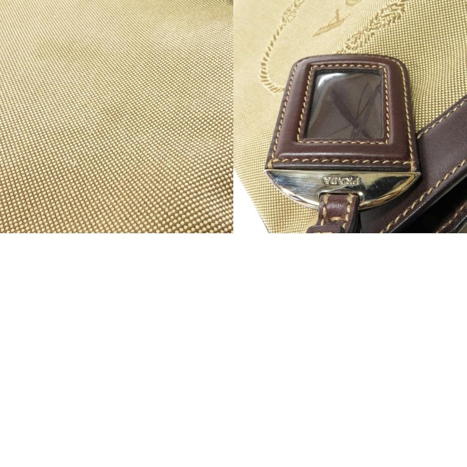 大特価 プラダ ロゴマーク ショルダーバッグ キャンバス 中古 レディース B07cjrg66p レザー