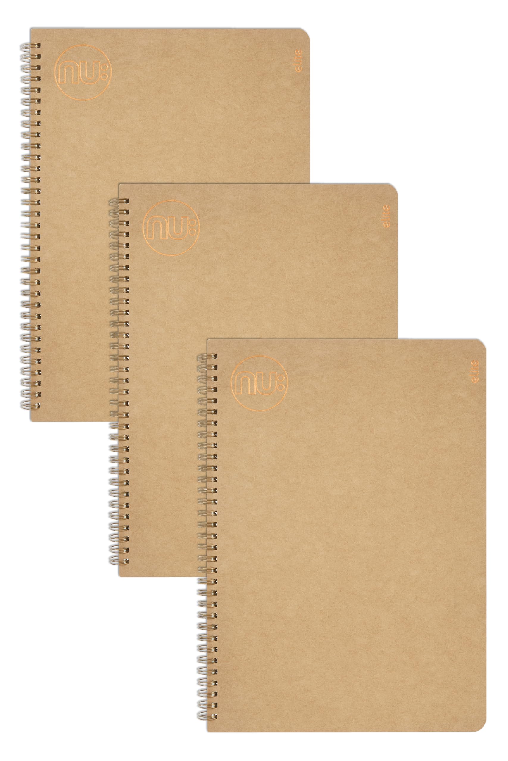 nu: Notebooks - Kraft Range - Manilla Wire Bound A5 Notebook - Stationary Notebooks - Professional Notepad - Multipack of 3