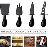 hecef 4-Piece Cheese Knife Set - Black Cheese Knife, Chisel & Forks view 6