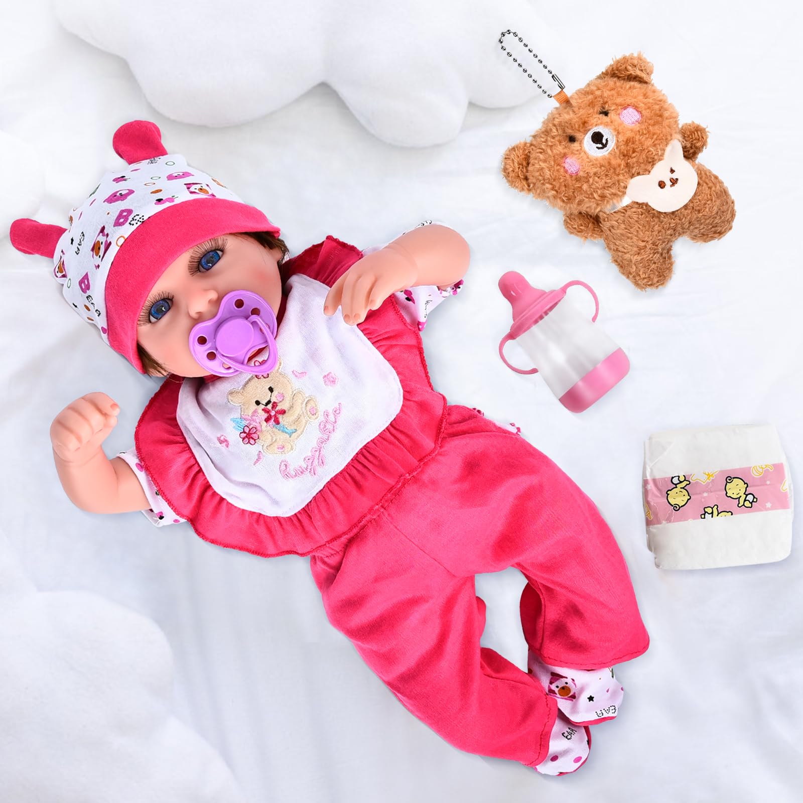 Photo 1 of JONRRYIN Realistic 18 Inch Lifelike Weighted Soft Cloth Dolls with Clothes and Stuffed Toy Accessories Gift for Kids Age 3+