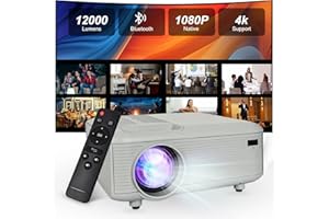 KEJOG Projector,Mini Projector with Projector Stand,Bluetooth Projector 1080P Full HD Supported Portable Projector,Outdoor Projector for Home Theater, Projector Compatible with TV Stick, HDMI, Phone