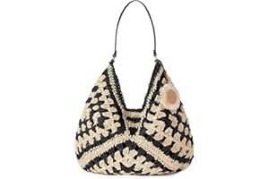 Sweetemman Women's Straw Beach Bag,Vintage Hobo Shoulder Tote - Summer Bag for Travel & Vacation